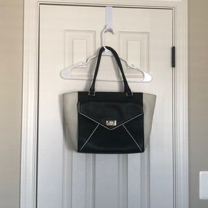 2 toned black and white purse